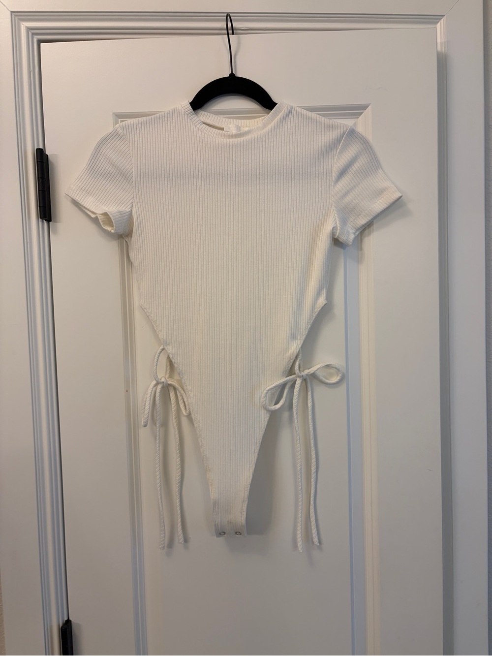 Meshki Ribbed Tie-Side Bodysuit - Cream